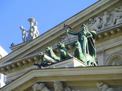 Alte Oper building with small gable and Panther Quadriga sculpture in Frankfurt am Main, Germany