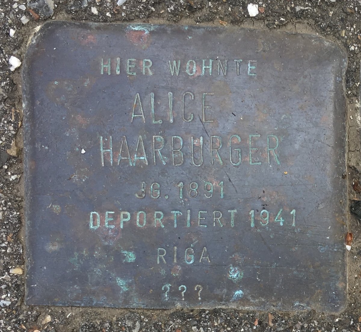 Stolperstein dedicated to Alice Haarburger in Stuttgart, Germany