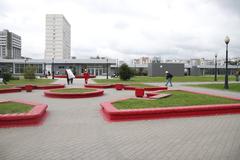 Ploschad Gagarina station of Moscow Central Circle (MCC) with trains and railway infrastructure