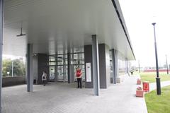 Entrance of Ploschad Gagarina MCC station with commuters