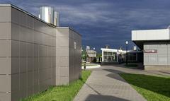 Moscow Gagarina Square ventilation structures over the Gagarin automobile tunnel in June 2022