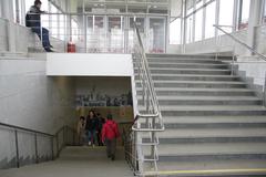 Ploschad Gagarina MCC station exterior with trains and tracks