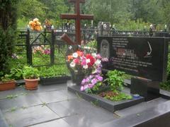 Gravestone of sportsman Shabayev in a cemetery