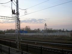 Preparations for the construction of the port in Lomonosov with industrial machinery and site setup