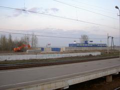 Construction site preparations for Lomonosov Port with machinery and groundwork