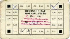 Value voucher for the bar at the German Embassy in Moscow