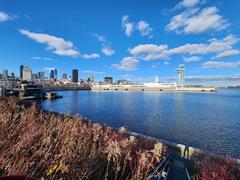 Bassin Alexandra harbour basin in Quebec Canada with boats and surrounding buildings
