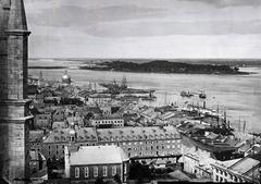 View of Montreal harbour from Notre-Dame Church looking east in 1863