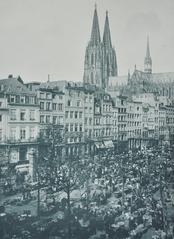Historical illustration of Altermarkt with Jan von Werth in Cologne