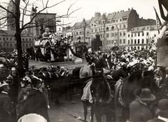 Carnival float during parade in Cologne Germany 1911