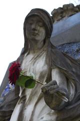 Historic Alter Südfriedhof cemetery in Munich with old tombstones and spring greenery