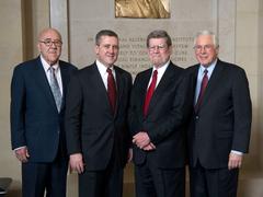 Current and Former Federal Reserve Bank of St. Louis Presidents Theodore H. Roberts, James B. Bullard, William Poole, Thomas C. Melzer