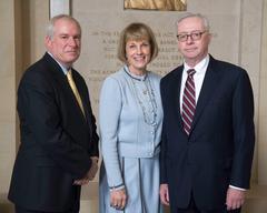 Portrait of current and former FRB Boston Presidents Eric S. Rosengren, Cathy E. Minehan, Richard F. Syron
