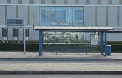 Bus stop Messestadt West near Riem-Arcaden in Munich, Germany
