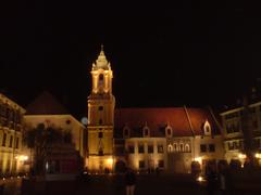 Historic old town hall building with a tower in Bratislava, Slovakia