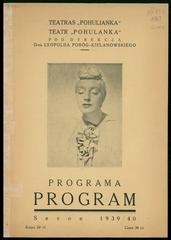 Program cover of the Pohulanka Theater 1939-40 season with Polish and Lithuanian text