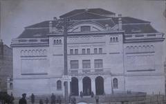 Vilnia city street Vialikaja Pahulanka with theater building early 20th century