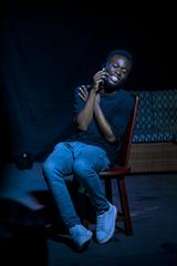 Actors performing the play 'Tant qu'on s'aime' at the Institut Français in Goma