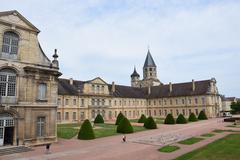 Abbaye de Cluny historic abbey ruins in France under blue sky