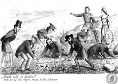 Political cartoon featuring caricatures of Roca and Avellaneda in Revista El Mosquito, April 20, 1879