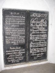Marble slab in Job Charnock simple mausoleum at St John Church garden in Calcutta