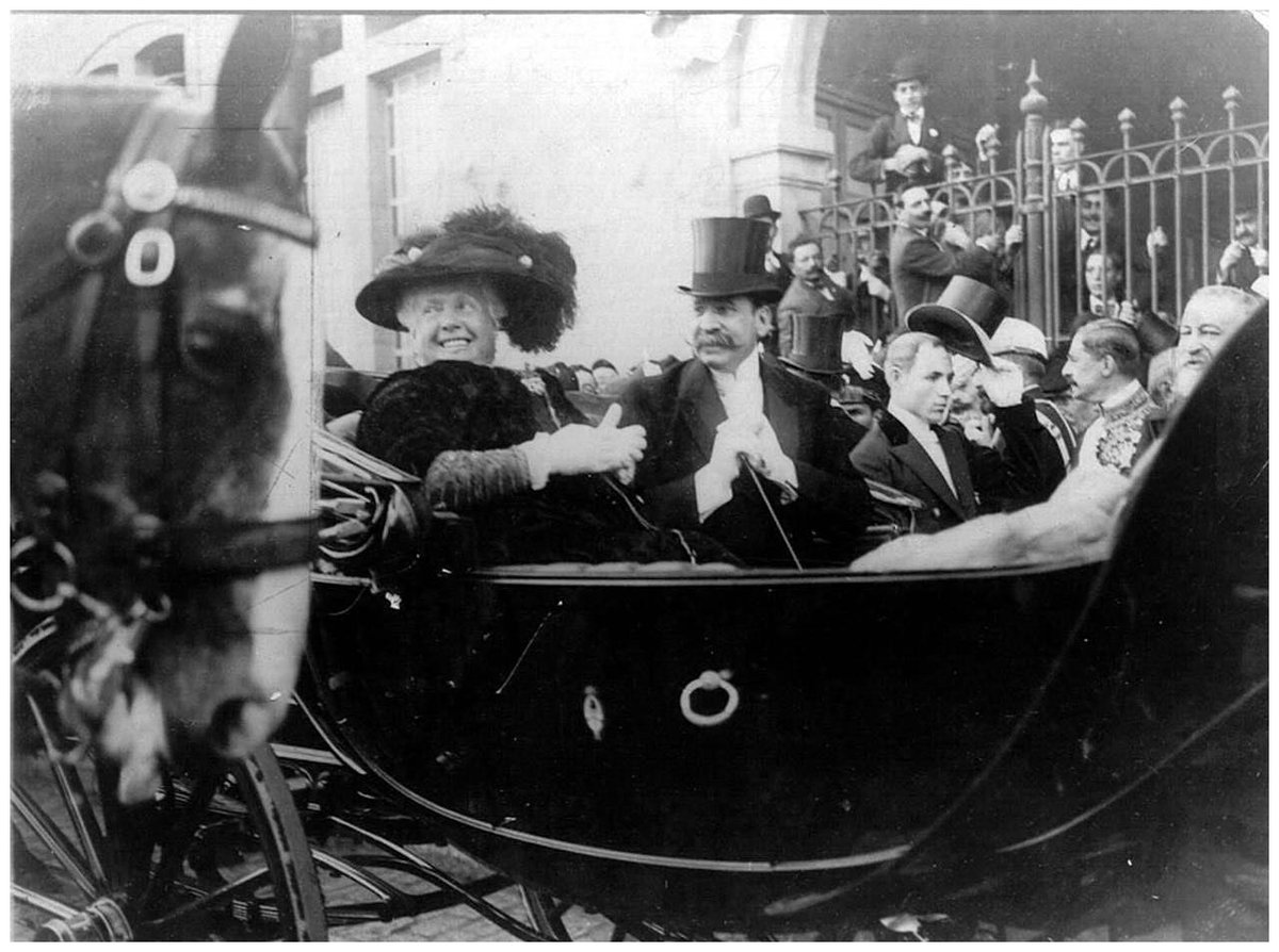 Infanta Isabel de Borbón and Argentine President Figueroa Alcorta departing in carriage from Buenos Aires North Dock