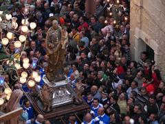 La Grande festa di San Giuseppe celebration with large crowd and Saint Joseph statue