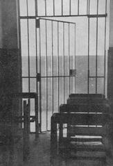 Tramway style collective prison cell at the investigative detention center at al. Szucha 25, Warsaw