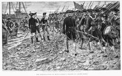 Embarkation of Richard Montgomery's troops at Crown Point New York, preparing for invasion of Canada