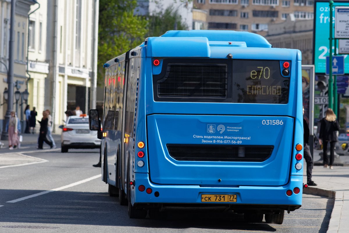 Buses at Taganka Square in Moscow in April 2025