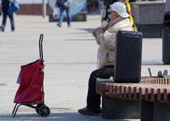 People walking in Taganka district, Moscow in April 2025