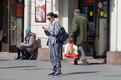 People walking in Taganka, Moscow on a sunny day