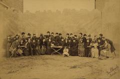 Black and white photo of Korsch Theater troupe in Moscow, 1892, before season opening