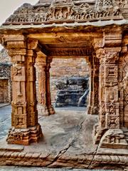 Chaturbhuj Temple carved in rock face at Gwalior Fort, Madhya Pradesh, India with historical inscriptions