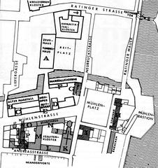 Historical view of Mühlenplatz, now Grabbeplatz, around 1800