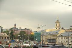 Trubnaya Square in Moscow during August 2016 showing busy pedestrian area with historic buildings