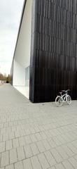 Modern black and white structure contrasting with picturesque Schloss in Karlsruhe
