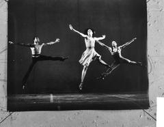 Performance of the American dance company The Ailey Dance Theatre at Amsterdam theatre Carré in black and white