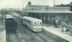 Helwan railway station in Egypt with trains and passengers