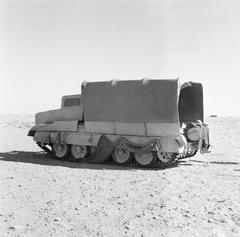 British Crusader tank with sunshield camouflage in North Africa 1942