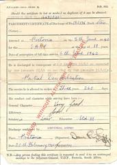 South African demobilisation papers from World War II