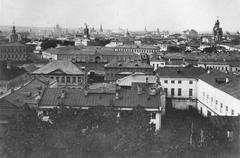 View of the Kremlin from the bell tower of the Church of the Entry into Barashki in Moscow