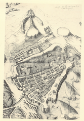 Map plan drawn in ink from the year 1591 archived in Turin