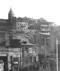 18th century Armenian Church of the Red Gospel cupola in Havlabari district visible on Metekhi plateau in 19th century Tbilisi