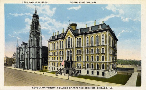 Historical buildings of Loyola University including College of Arts and Science, St. Ignatius College and Holy Family Church