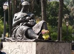 Monument to Slave Mother behind Our Lady of Black Man Church at Paiçandu Square São Paulo Brazil