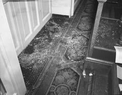 Broken glass on the floor of Althingi, the Icelandic parliament, after 1949 riot