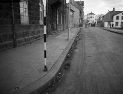 Lava stones on side street near Althingi parliament in Iceland after 1949 riot