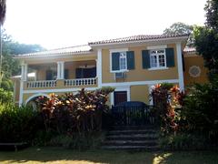 Administrative building of the Botanical Garden of Rio de Janeiro with tropical plants