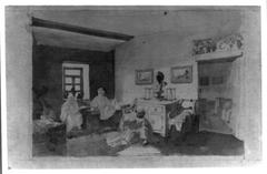 Interior of western style house with Russian empire chair and western picture frames